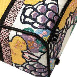 Dior White Multicolor Canvas Lady D-Lite Medium Shoulder Bag