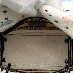 Dior White Multicolor Canvas Lady D-Lite Medium Shoulder Bag