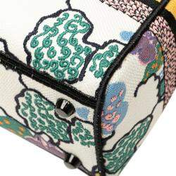 Dior White Multicolor Canvas Lady D-Lite Medium Shoulder Bag