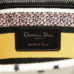 Dior White Multicolor Canvas Lady D-Lite Medium Shoulder Bag