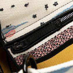 Dior White Multicolor Canvas Lady D-Lite Medium Shoulder Bag