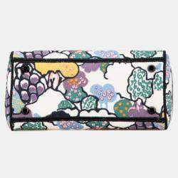 Dior White Multicolor Canvas Lady D-Lite Medium Shoulder Bag