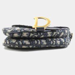 Dior Navy Canvas Saddle Bag
