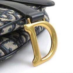 Dior Navy Canvas Saddle Bag