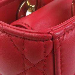 Dior Red Lambskin Lady Dior Shoulder Bag