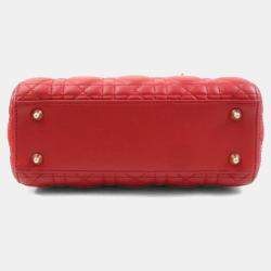 Dior Red Lambskin Lady Dior Shoulder Bag