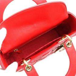 Dior Red Lambskin Lady Dior Shoulder Bag