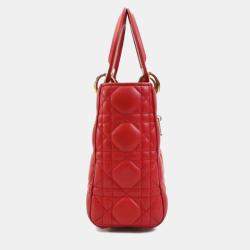 Dior Red Lambskin Lady Dior Shoulder Bag