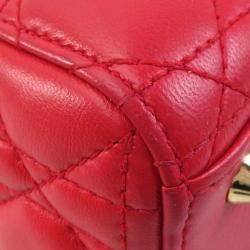 Dior Red Lambskin Lady Dior Shoulder Bag