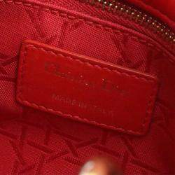 Dior Red Lambskin Lady Dior Shoulder Bag