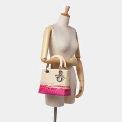 Dior Beige Pink Medium Raffia Lady Dior