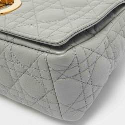 Dior Grey Cannage Leather Medium Caro Shoulder Bag