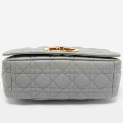Dior Grey Cannage Leather Medium Caro Shoulder Bag