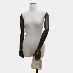 Dior Multicolor Leather Lady Dior Micro Top Handle Bag
