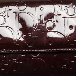 Dior Burgundy Oblique Patent Leather Wallet On Chain