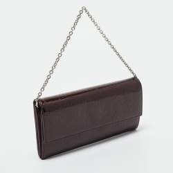 Dior Burgundy Oblique Patent Leather Wallet On Chain
