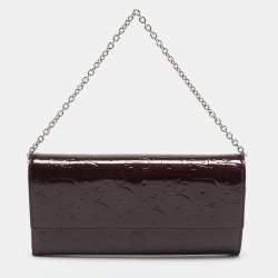 Dior Burgundy Oblique Patent Leather Wallet On Chain