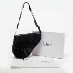 Dior Black Python and Suede Vintage Saddle Bag