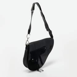Dior Black Python and Suede Vintage Saddle Bag