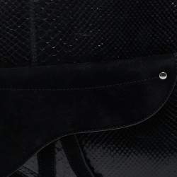 Dior Black Python and Suede Vintage Saddle Bag