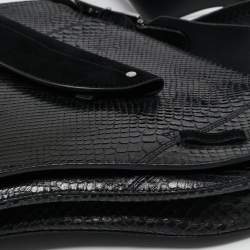 Dior Black Python and Suede Vintage Saddle Bag