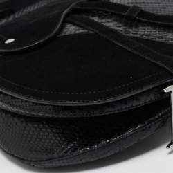Dior Black Python and Suede Vintage Saddle Bag