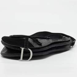 Dior Black Python and Suede Vintage Saddle Bag