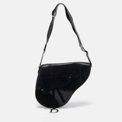 Dior Black Python and Suede Vintage Saddle Bag