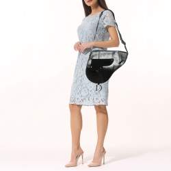 Dior Black Python and Suede Vintage Saddle Bag