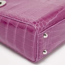 Dior Pink Alligator Swarovski Crystal Mini Lady Dior Tote