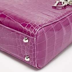 Dior Pink Alligator Swarovski Crystal Mini Lady Dior Tote