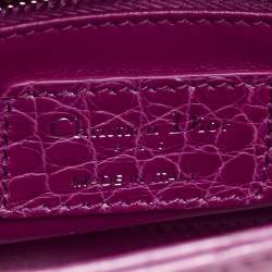 Dior Pink Alligator Swarovski Crystal Mini Lady Dior Tote