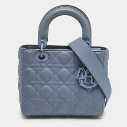 Dior Blue Ultramatte Cannage Leather Small Lady Dior Tote