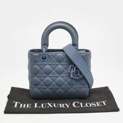 Dior Blue Ultramatte Cannage Leather Small Lady Dior Tote