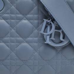 Dior Blue Ultramatte Cannage Leather Small Lady Dior Tote