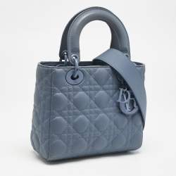 Dior Blue Ultramatte Cannage Leather Small Lady Dior Tote