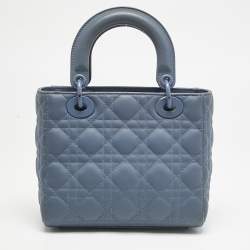 Dior Blue Ultramatte Cannage Leather Small Lady Dior Tote