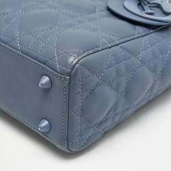 Dior Blue Ultramatte Cannage Leather Small Lady Dior Tote