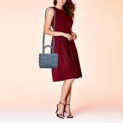 Dior Blue Ultramatte Cannage Leather Small Lady Dior Tote