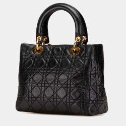Dior Black Medium Lambskin Cannage Lady Dior