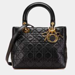 Dior Black Medium Lambskin Cannage Lady Dior
