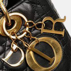 Dior Black Medium Lambskin Cannage Lady Dior