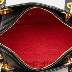 Dior Black Medium Lambskin Cannage Lady Dior