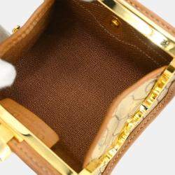 Christian Dior Beige/Brown Honeycomb Pattern Coin Case Wallet