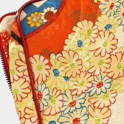 Christian Dior Multicolor Silk Embroidered Saddle Clutch