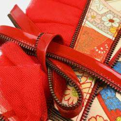 Christian Dior Multicolor Silk Embroidered Saddle Clutch