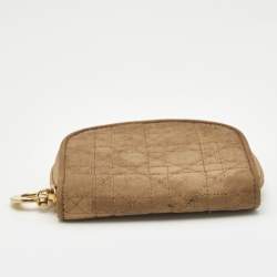 Dior Beige Cannage Fabric Zip Around Coin Purse