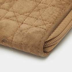 Dior Beige Cannage Fabric Zip Around Coin Purse