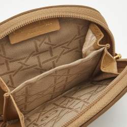 Dior Beige Cannage Fabric Zip Around Coin Purse