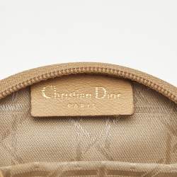 Dior Beige Cannage Fabric Zip Around Coin Purse